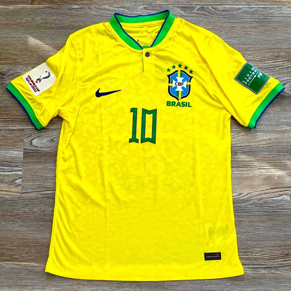 Neymar JR Brazil 2022 World Cup  Slim Home/Yellow Replica Jersey